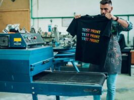 Man printing T-shirt