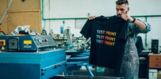 Man printing T-shirt
