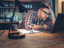 Man stressed due to working continuous