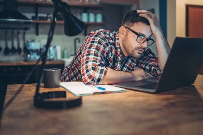 Man stressed due to working continuous