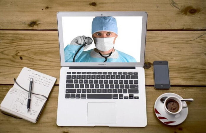 doctor picture in laptop background