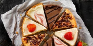 Different types of cake slices