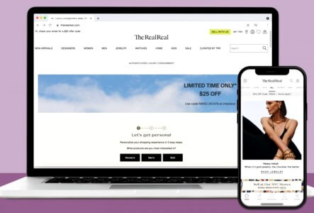 the real real site open in two devices