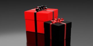gift boxes in black red color